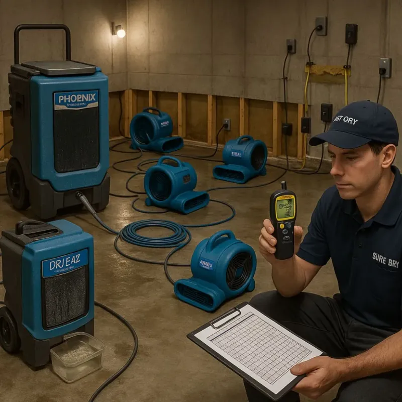 Structural Drying and Dehumidification process in Whitestown, IN